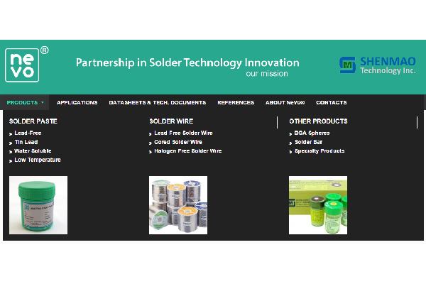 , NeVo launches www.nevo-solder.com detailing wide solder product range
