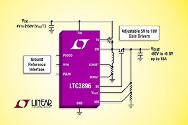 , 150V Low IQ Inverting Synchronous DC/DC Controller Uses a Single Inductor & Has Ground-Referenced Controls