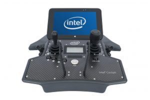 ntel Cockpit, water-resistant user interface, is part of the Intel Falcon 8+ unmanned aerial system. Intel Corporation on Oct. 11, 2016, announced the Intel Falcon 8+, an advanced drone with full electronic system redundancy that is designed with safety, ease, performance and precision for the North American markets. (Credit: Intel Corporation)