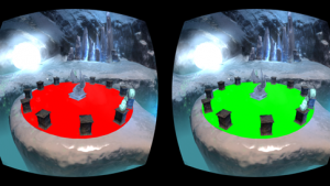 Fig. 8: A different reflection for each eye, demonstrated here in Ice Cave VR
