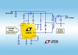 , 560V No-Opto Flyback Regulator Delivers Up to 15 Watts in High Voltage Spacing TSSOP Package