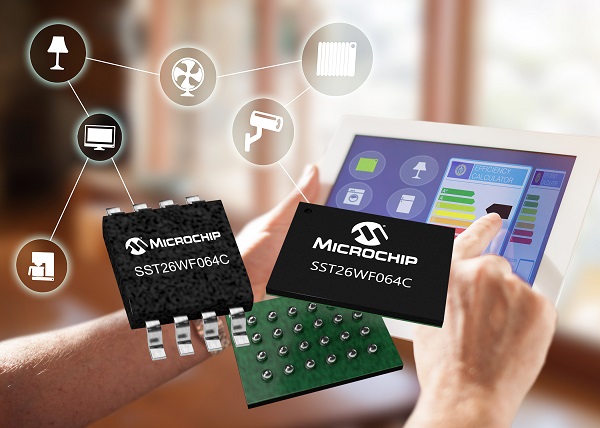 , Low-voltage 64-Megabit Serial Quad I/O™ SuperFlash® memory from Microchip improves power consumption in battery-powered devices