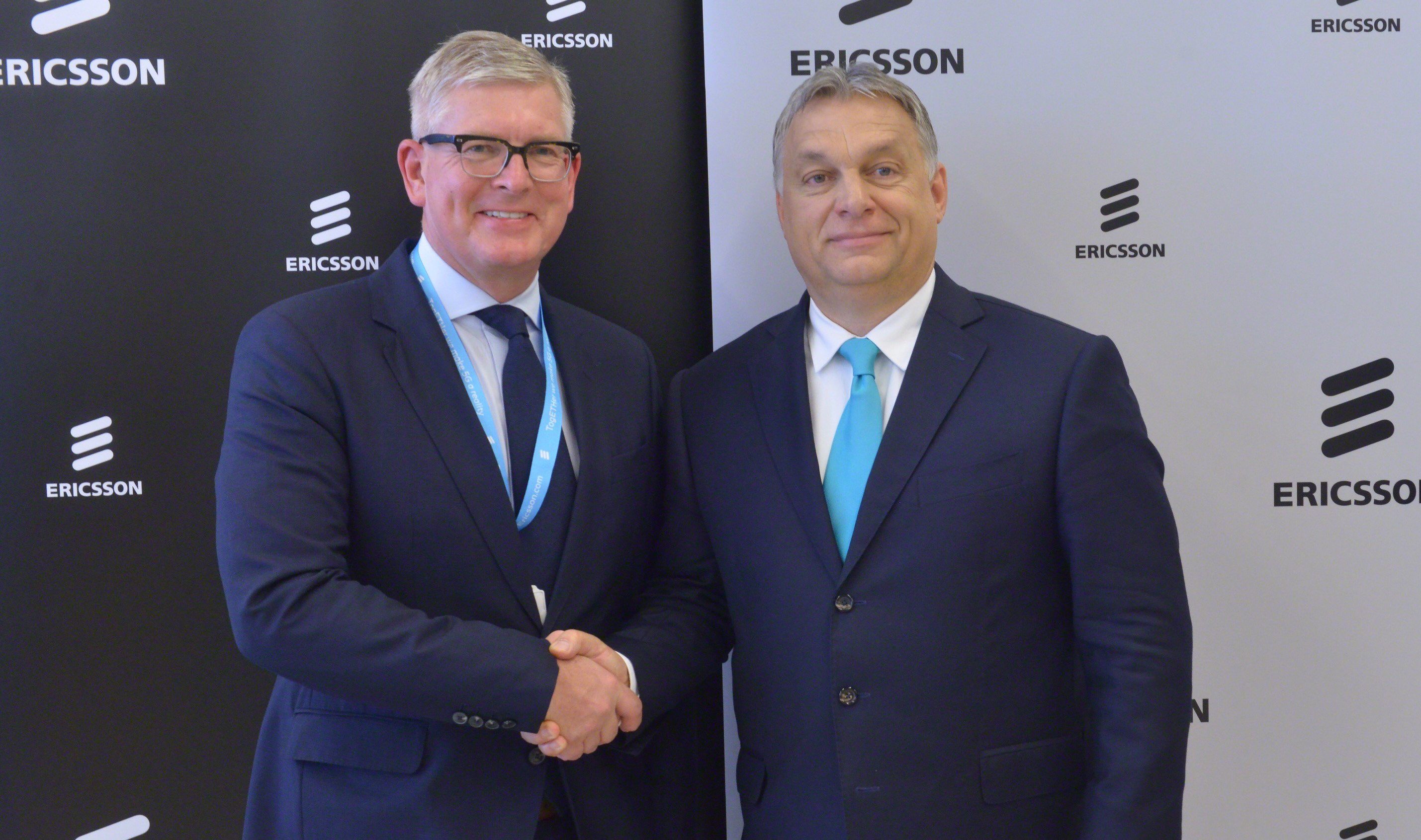 , Hungarian Prime Minister, Viktor Orb&aacute;n, and Ericsson CEO, B&ouml;rje Ekholm, open new Ericsson Hungary headquarters