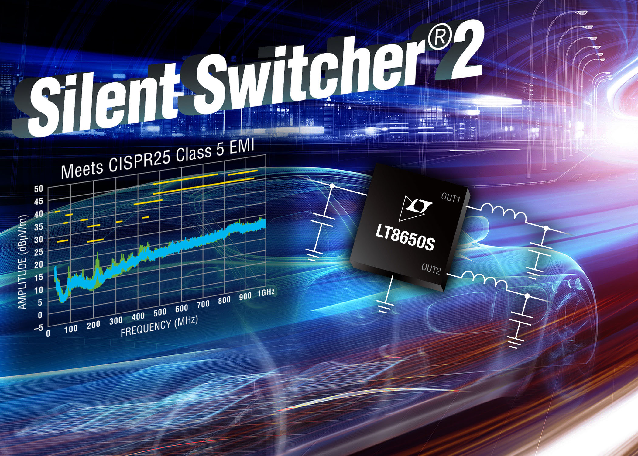 , High Power Monolithic Silent Switcher 2 Regulators Meet CISPR 25 Class 5 EMI, Fit Tight Spaces