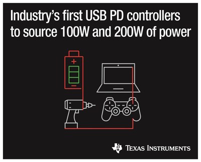 , Industry’s first 200-W and 100-W USB Type-C&trade; and USB Power Delivery controllers with fully integrated power paths simplify designs