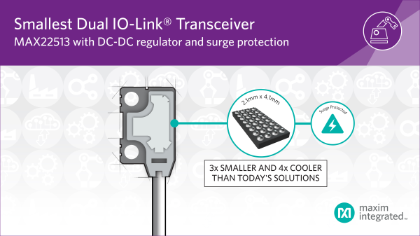 , Maxim Unveils Smallest, Most Power-Efficient Dual IO-Link Transceiver with DC-DC Regulator and Surge Protection