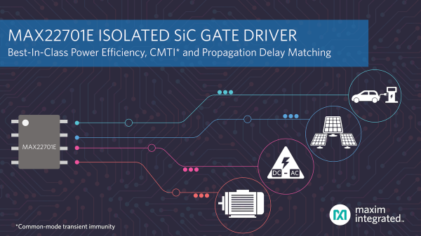 , Maxim&rsquo;s Isolated Silicon Carbide Gate Driver Provides Best-in-Class Power Efficiency and Increased System Uptime
