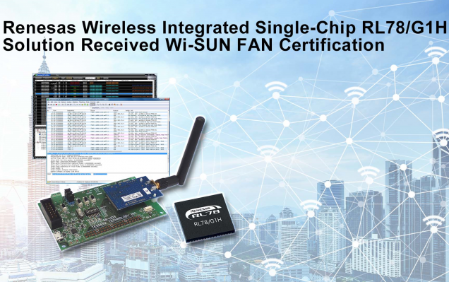 , Renesas Electronics Expands Wi-SUN FAN-Compliant Portfolio with Wireless Integrated Single-Chip RL78/G1H Solution