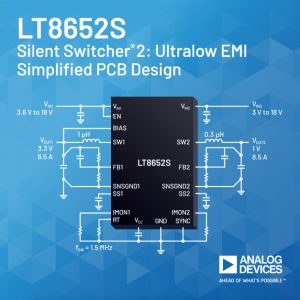 , Analog Devices’ Dual Silent Switcher Series Delivers Low EMI Operation and Features Stackable-Friendly Output Current Configurations