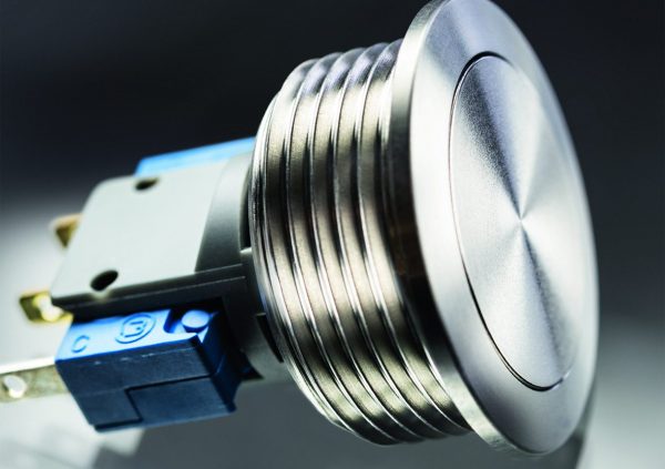 , Puristic Metal Line switch with 24 mm diameter