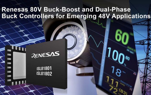 , Renesas Unveils Industry’s Highest Performance 80V Bidirectional Buck-Boost and Dual-Phase Buck DC/DC Controllers