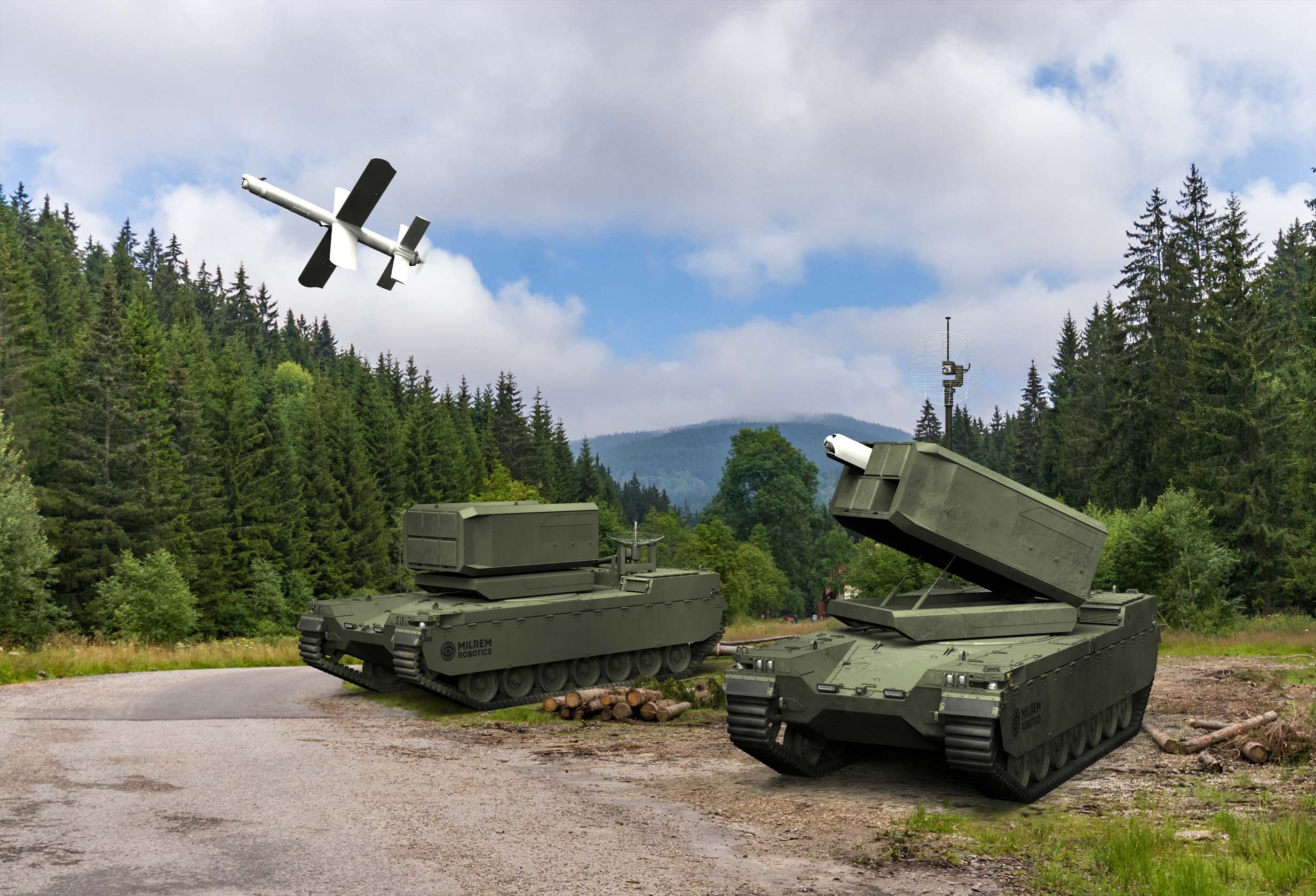 , A New step in Man-Machine Battlefield Collaboration: UVision Air and Milrem Robotics Join Forces to Present UGV-Mounted Loitering Munition Multi-Canister Launcher
