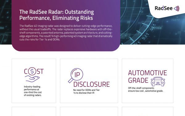 , RadSee Launches High-Performance Automotive 4D Imaging Radar that Slashes Costs by Over 60 Percent and Enables Low-Risk Integration