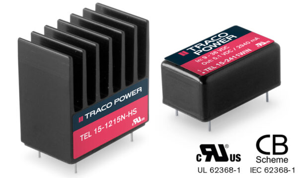, TEL 15(WI)N and TEL 15(WI)N-HS Series Ultra compact 15 Watt DC/DC converters (DIP-16) for industrial applications