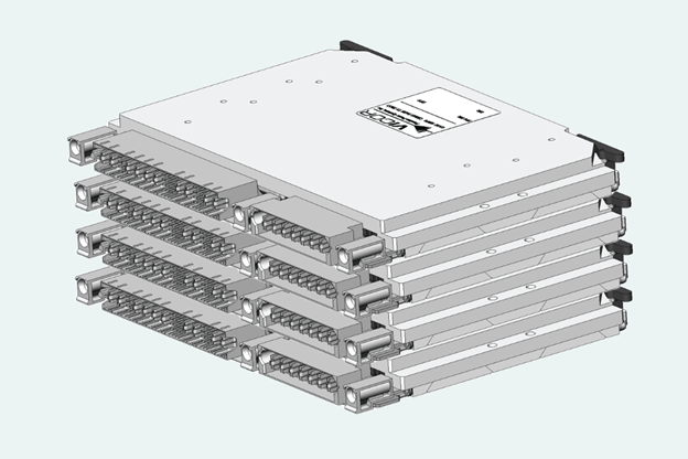 Figure 5: A stack of four VIT028x6U power supplies for system output power capability by 360% compared to a single unit.