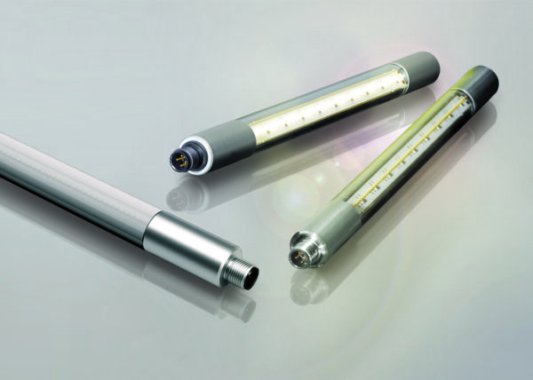 , LED workspace lights featuring M12-A Illuminate workplaces and machines