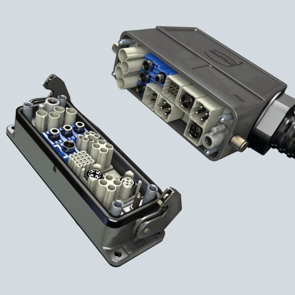 , Space and weight saving Harting Han-Modular Domino connectors available from Powell